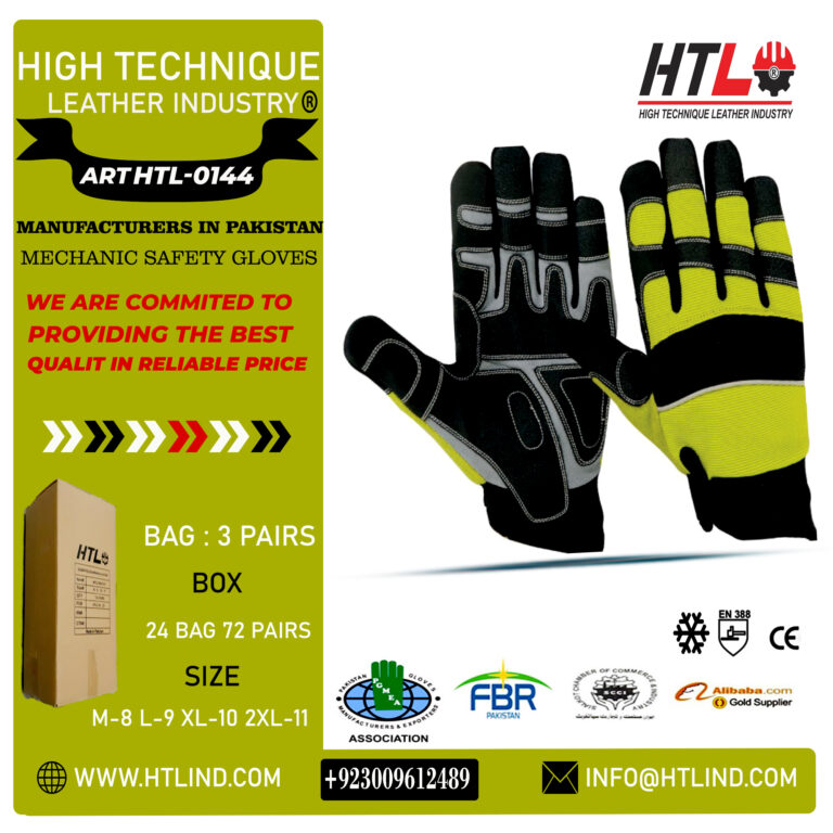 Mechanic Safety Gloves Heavy duty Artificial synthetic Top Manufacturers in sialkot Pakistan HTL-0144