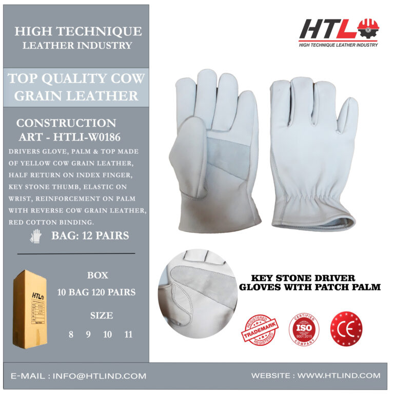 Key Stone Driver Gloves With Patch Palmleather sialkot manufacher Htli W0186 split leather size 10