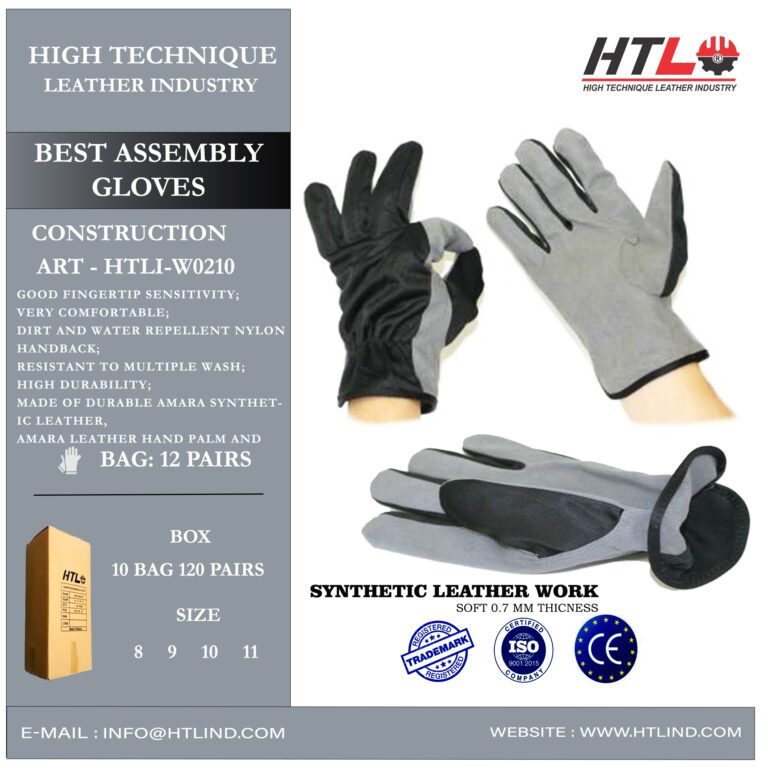 leather golf gloves leather sialkot manufacher Htli W0210 Synthetic leather work gloves