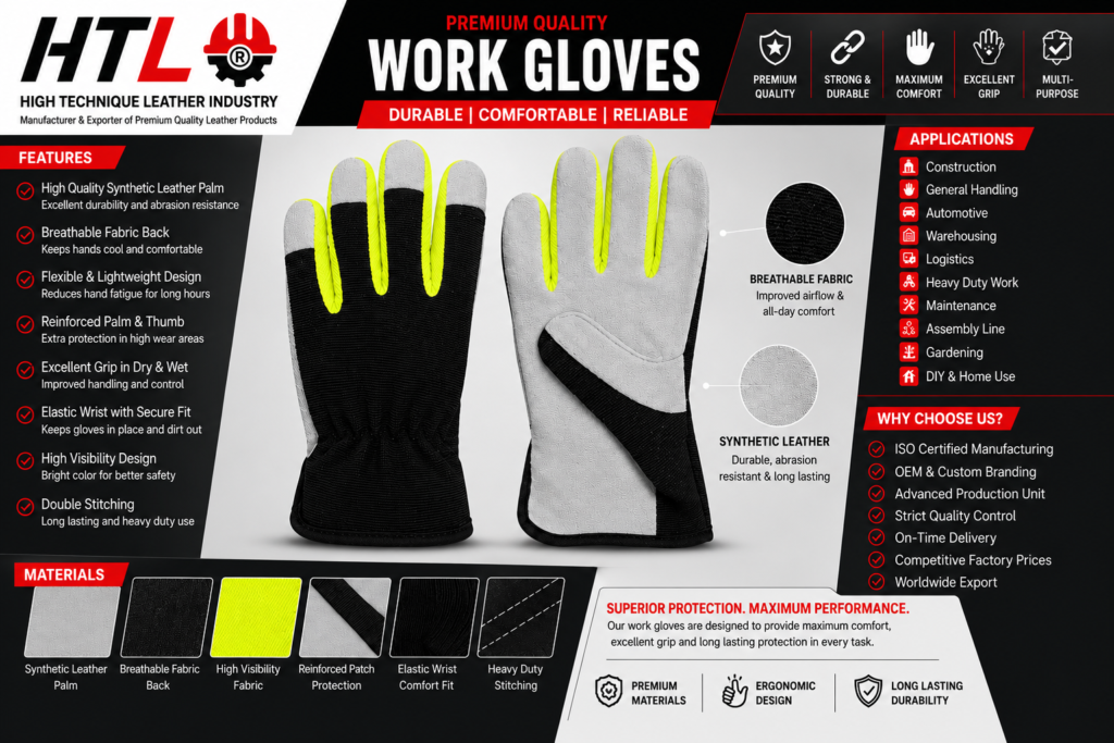 Premium Leather Mechanic Work Gloves Manufacturer in Pakistan