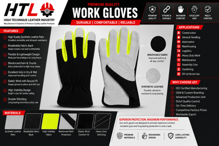 Premium Leather Mechanic Work Gloves Manufacturer in Pakistan